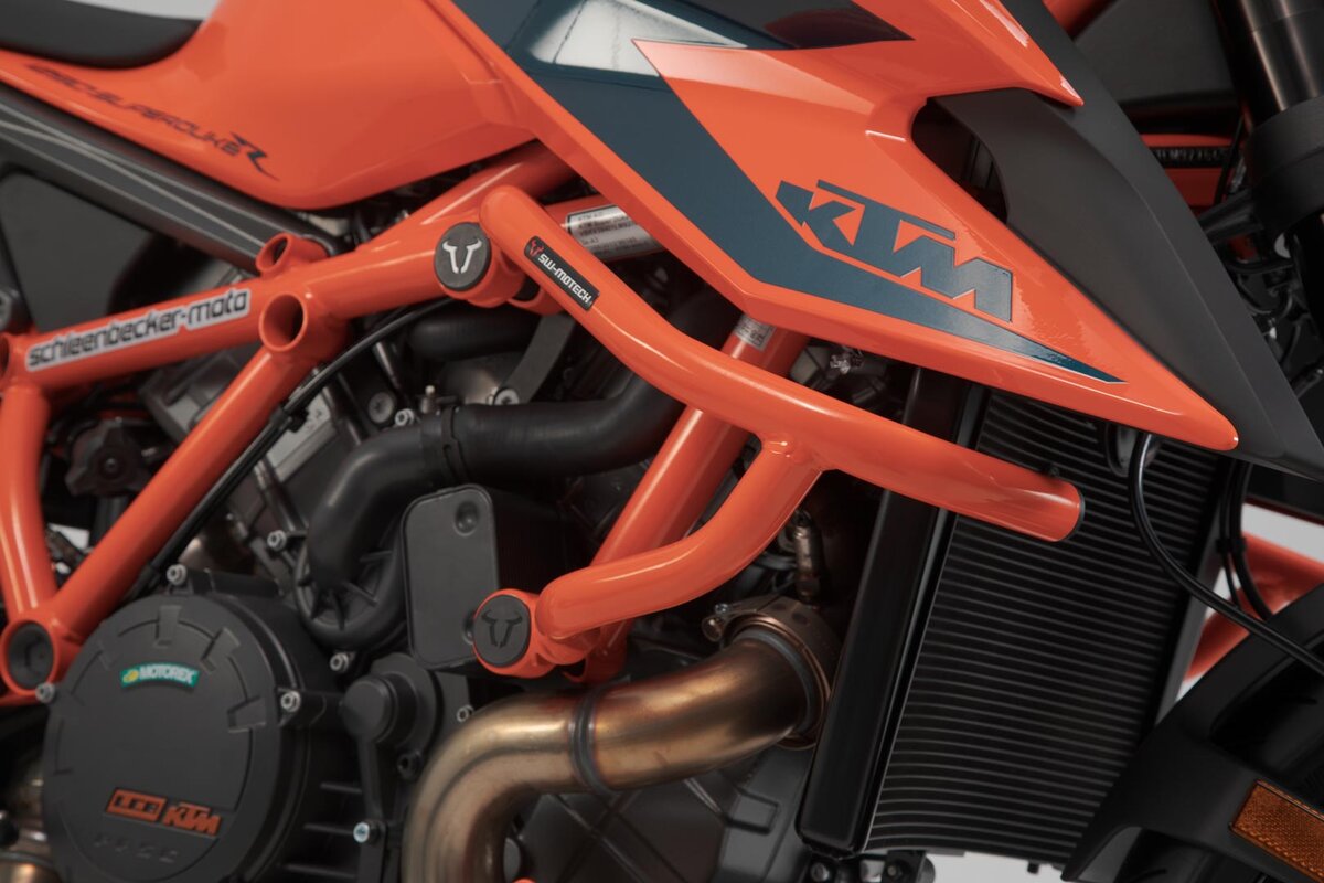 Crash bar orange KTM 1290 Super Duke R (19-22). Crash bar orange KTM 1290 Super Duke R (19-22).